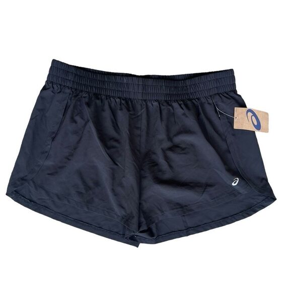 NWT ASICS WOMENS RUNNING SHORTS BLACK BUILT IN LINER WOMENS SIZE XL - Picture 2 of 10